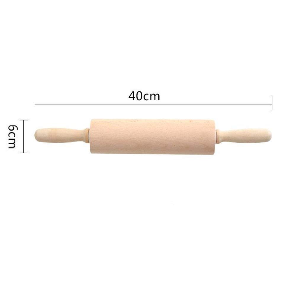 Rodillo de amasar Rodillo de amasar de madera maciza Rodillo de amasar Rodillo de piel de bola de masa sin pintar Rodillo de amasar Martillo para caminar (Color: Madera, Tamaño: 40x6 cm) (Madera 40x
