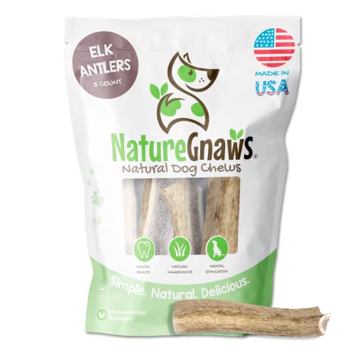 Nature Gnaws Elk Antlers For Large Dogs - Premium Natural Usa Antler - Long Lasting Dog Bones For Aggressive Chewers - Mix Of Split And Whole - 5-8 Inch #TOP3
