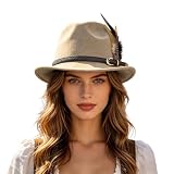Trachtenhut Herren Mit Feder,Cowboyhut Herren Damen Unisex Trachten Accessoires Westernhut LäSsig Filzhut Pflegeleicht Federhut Festivalthut FüR Volksfest Oktoberfest