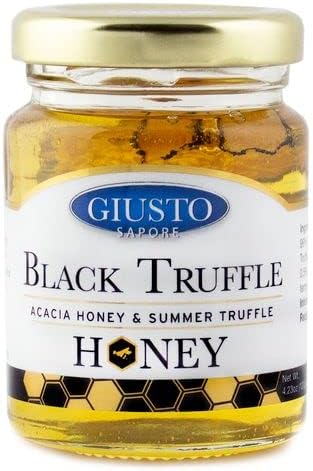 Giusto Sapore Italian Black Truffle Acacia Honey - Imported from Italy - Gourmet Condiment - 4.23 oz