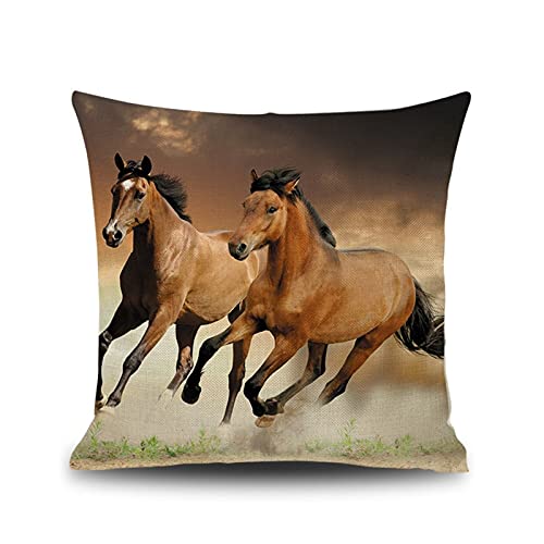 Lieson Lot Housse de Coussin 50x50, Coussin Canape Decoration Marron Coussin Deco Salon 2 Chevaux,...