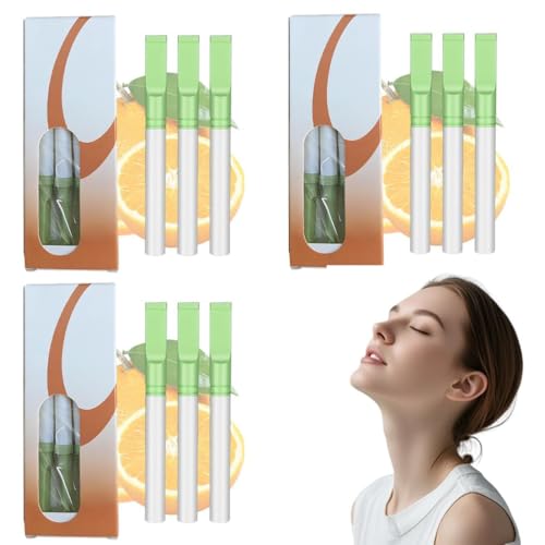 PYEUIFT Pack de 9 Inhalateurs Saveur Orange – Bâtons aromatiques sans fumée, Inhalateur pour habitudes saines, relaxation, réduction stress, respiration fraîche, pour maison, bureau et déplacements