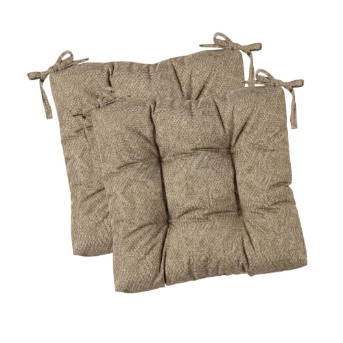 RSH DECOR Sunbrella Tufted Chair Cushions Set of 2 | 18.5" x 16" | All-Weather Square Cushions for Patio Furniture | American Made | Crafted with Sunbrella Performance Fabric (Berber Cafe)