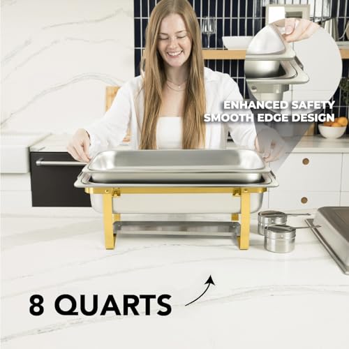 image for Alpha Living 4 Pack 8QT Chafing Dish Full Set – Stainless Steel Cate