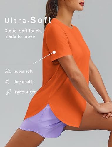 Image of PINSPARK Workout Tops for Women Short Sleeve Athletic Shirts UPF 50+ Quick Dry Running Outfits for Exercise Gym Hiking S-3XL