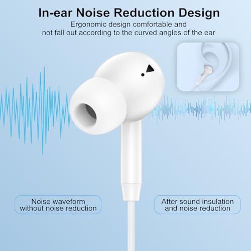USB C kopfhörer mit Kabel für Google Pixel 10 9 8 7 6, In Ear Kopfhörer USB C Kopfhörer mit Mikrofon und Lautstärkeregler Ohrhörer USB Typ C kopfhörer für Samsung Galaxy S26 S25 S24 S23 Ultra A56 A16