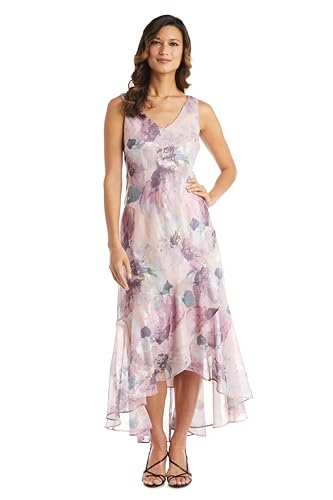 Elegant Blush High-Low Chiffon Jacket Dress for Effortless Sophistication by R&M Richards, Size 16 - Image 2