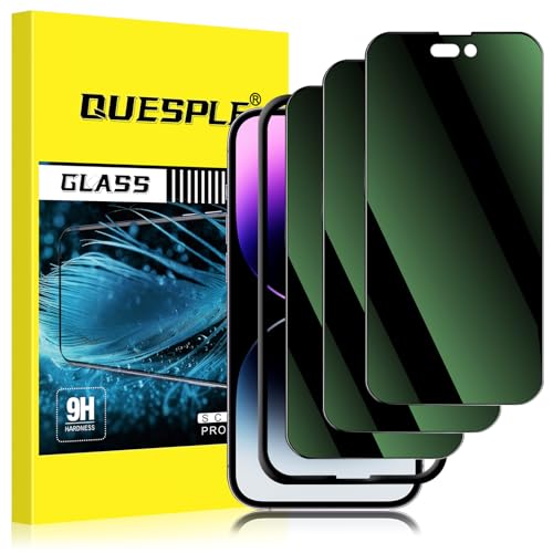 Protecteur d'écran de confidentialité iPhone 14 Pro verre trempé 9H anti-lumière bleue Lot de 3
