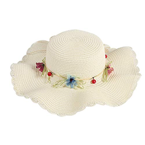 Chapeau de plage en paille pliable avec fleur élégante pour femme