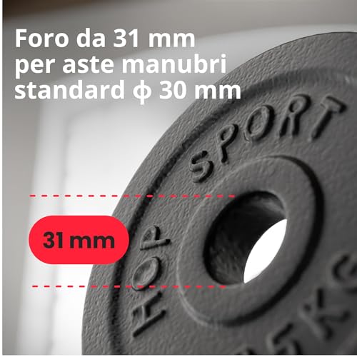 HOP-Sport® Disques de Poids en Fonte 20, 30, 40 kg au Choix, Ensemble de disques d'haltères, Set de plaques en Fonte alésage 30/31 mm pour Musculation et Haltérophilie – Image 3