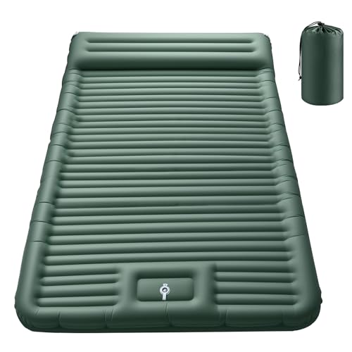 JEMULICE Doppel Isomatte Camping Verdicktes Aufblasbare Matratze Ultraleicht Luftmatratze Camping für 2 Personen Aufblasbare mit Fußpumpe & Kissen für Outdoor Wandern Zelt