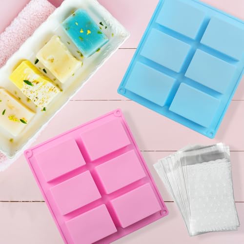Miniatura 6 de Surflyee 3 Piezas Moldes Para Jabones Artesanales, Molde De Silicona Para Jabón, Moldes De Siliconas Para Jabones, Molde De Silicona Diy Para Galletas, Chocolate, Incluye 50 Bolsas De Embalaje