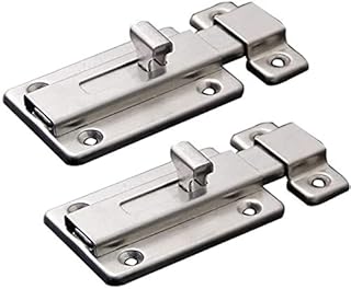 Door Bolts, 2 Pieces Stainless Steel Latch Sliding Door Lock, Surface Mounted Slide Bolt for All Types of Internal Doors
