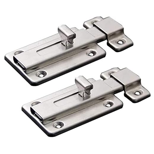 Door Bolts, 2 Pieces Stainless Steel Latch Sliding Door Lock, Surface Mounted Slide Bolt for All Types of Internal Doors
