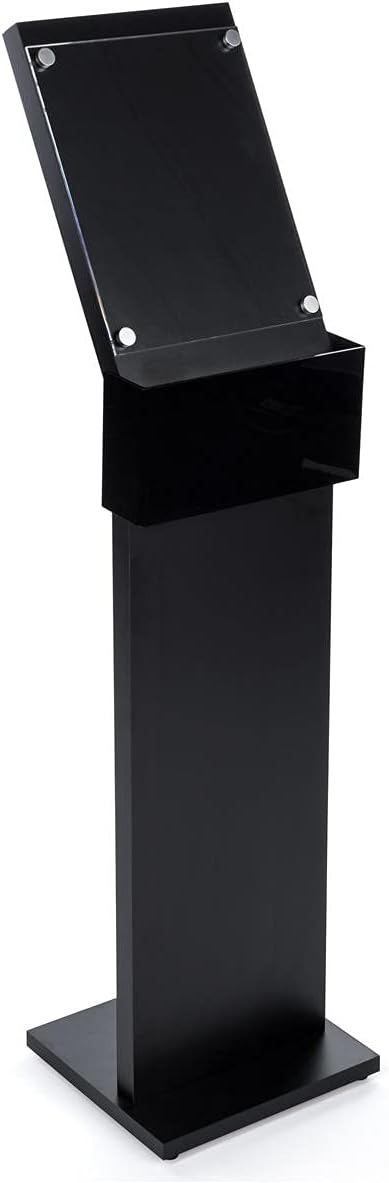 Displays2go Floor Standing Mobile Charging Station, 8.5 x 11 Sign Holder, 5 Device Capacity – Black (CHRGTLHBK)