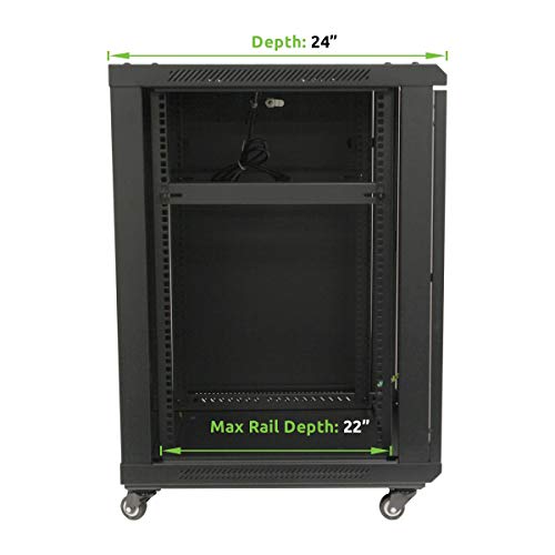 Navepoint 15U Wall Mount Network Server Cabinet For 19” It, A/V Equipment, Lockable Glass Door & Removable Side Panels, 2 Fans, Casters, 600Mm Depth #TOP1
