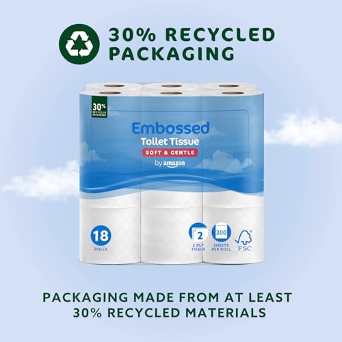 by Amazon Soft Toilet Tissue, 2-Ply, 18 Rolls (Pack of 1), 200 Sheets per Roll, FSC Certified - View 7