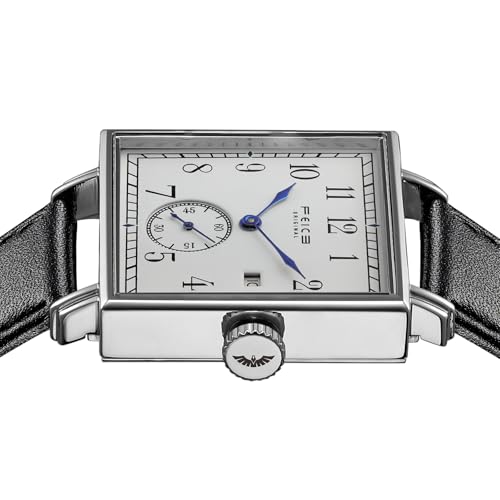 FEICE FM311 Unisex Square Mechanical Watch Automatic Movement with Sapphire Glass Leather Strap Diameter 34 mm