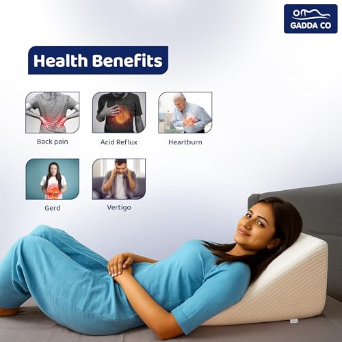 Image of GADDA CO Wedge Pillows for Bed |Premium Memory Foam Orthopedic Wedge Pillow for Sleeping, Acid Reflux & GERD Relief |Back Pain, Snoring & Sleep Apnea Support | Leg Elevation & Pregnancy Pillow | White