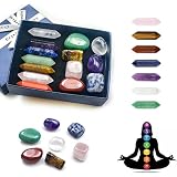 Natural Reiki Gemstone Wand Set, 14 Pcs Healing...