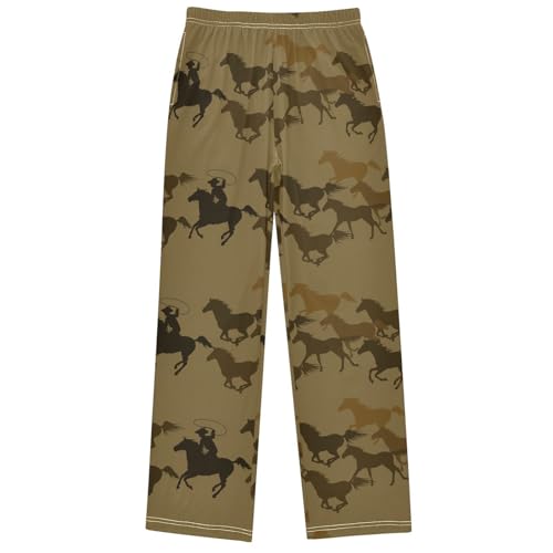 Boy's Pants Cowboy Chasing Herd Jogger Pants Elastic Waist Long Bottoms Trousers with Pockets 6-14 Years
