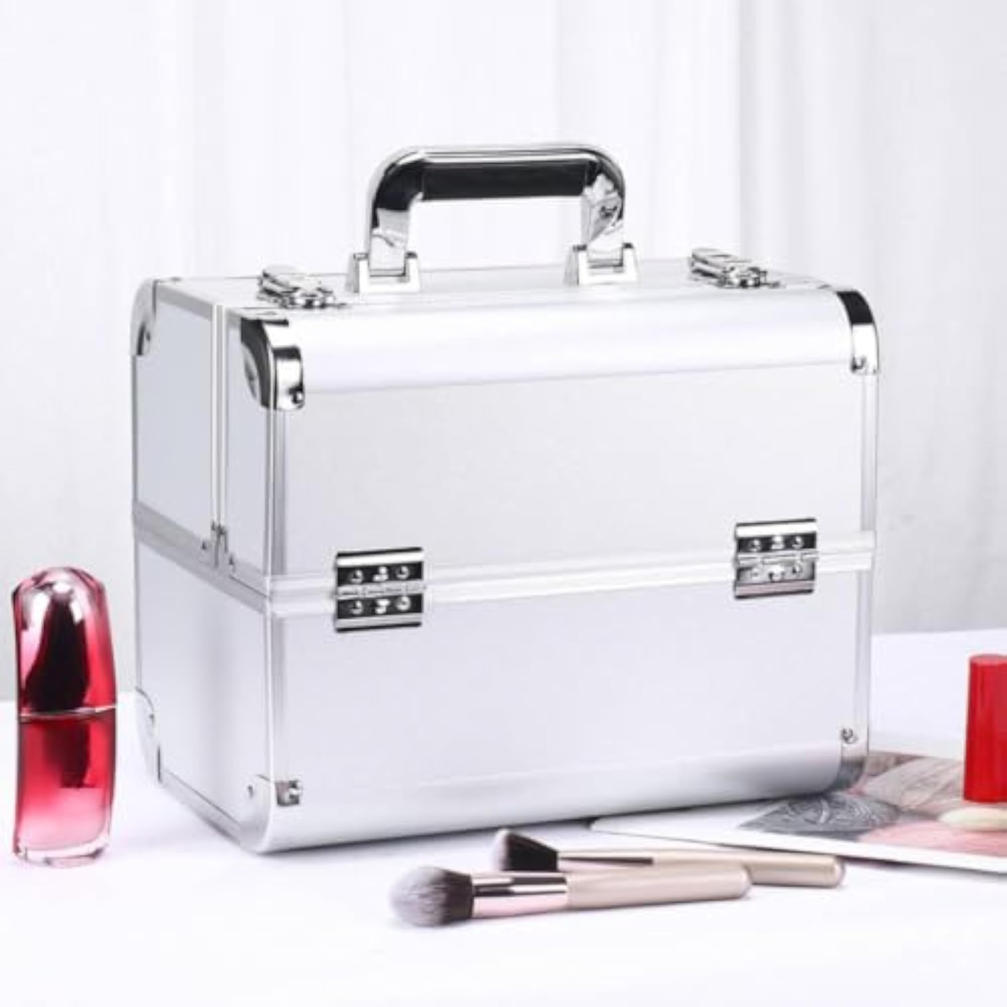 Aluminum Makeup Case Hard Shell Professional Beauty Lockable Portable
