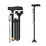 SINZONEu® Bastón Plegable Ajustable 82-92cm Luz LED Apoyo 250kg Capacidad 5 Alturas Empuñadura Antideslizante Mayores
