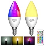 BrightArk Ampoule LED E14 Couleur Avec Telecommande, Ampoule E14 Changement Couleur Dimmable, RGB + Blanc Chaud + Blanc Froid, Lampe RGB pour la maison, décoration, fête (Lot de 2)