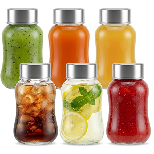 Danmu Glass Juice Bottles with Lids 5 fl.oz 6 Pack