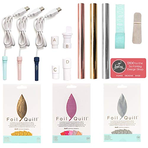 Foil Quill All-in-One Deluxe Bundle, 3 Quill Sizes, 3 Foil Packs, Adapters, Foils, Tape, Design Card