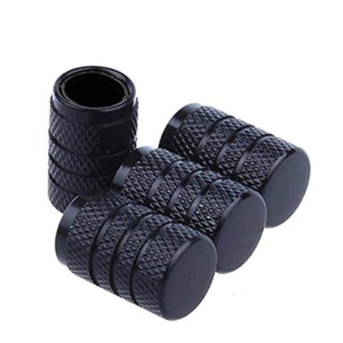 GODESON Black Car Tire Valve Stems Caps with Plastic Insert Knurli， 2.0 Upgrade No Corrosion！