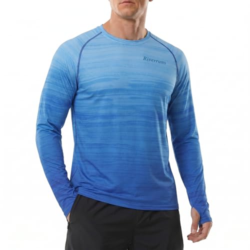 Men's UPF 50+ Ice-Cool Quick-Dry Fishing Shirt with Thumbholes Ocean