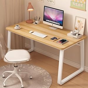 XUEGW Moderner Computertisch im schlichten Stil, Schreibtisch, PC-Tisch für Homeoffice, Schlafzimmer (Naturfarben, 100x50cm)