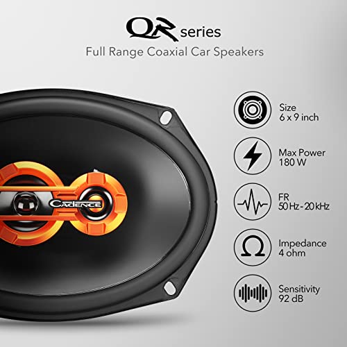 Cadence 6 X 9 Inch 2-Way Full Range Coaxial Car Speakers Qr693, 180 Watts 4 Ohms Qr Series Car Audio Stereo Loudspeakers, Pair #TOP1