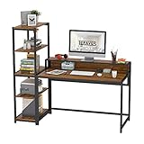 Teraves Computer Desk with 5 Tier Shelves,Reversible Writing Desk with Storage 47 Inch Study Table...