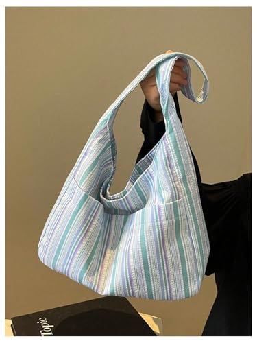 Women's Striped Tote Bags Large Capacity Casual Shopping Shoulder Bag3