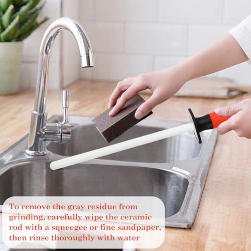 Miniatura 4 de Wisebom Varilla Afiladora De Cuchillos Profesional Chaira De Cerámica Chaira De Diamante Tamaño De Grano 400 1000 Afilador De Cuchillos De Acero Ideal Para Valiosos Cuchillos De Cocina 10 Pulgadas