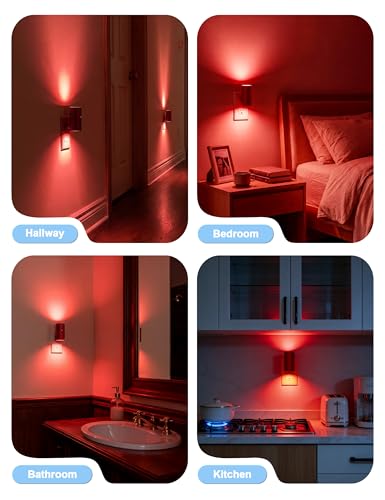 Image of VOLISUN Red Night Light Plug into Wall, LED Night Lights with Light Sensor, Sleep Aid Red, Dimmable Night Light for Christmas, Holiday Decor, Hallway, Bedroom, 4 Pack