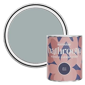 Rust-Oleum Grey Moisture Resistant Bathroom Wood and Cabinet Paint in Gloss Finish - Mineral Grey 750ml