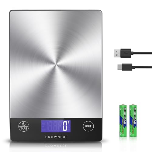 CROWNFUL Rechargeable Digital Kitchen Scale (33lb)