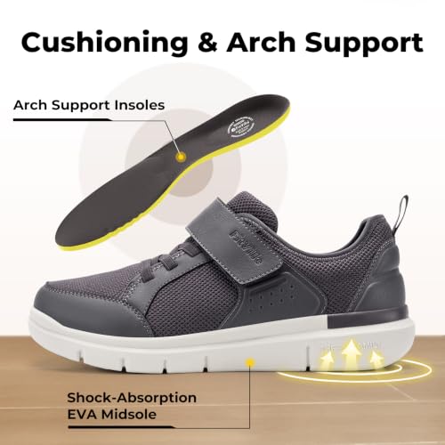 Image of FitVille Wide Diabetic Walking Shoes for Men, Lightweight Non-Slip Breathable Casual Shoes for Swollen Feet for Standing All Day