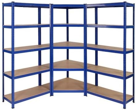 Racking Solutions Heavy Duty Garage Corner shelving kit, 1 Corner unit 1800mm x 900mm x 300mm & 2 Shelving units 1800mm H x 900mm W x 300mm D Massive Storage Capacity of 4125KG