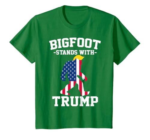 Bigfoot Stands with Trump 2024 Elections T-Shirt, Youth, Kelly Green, Small