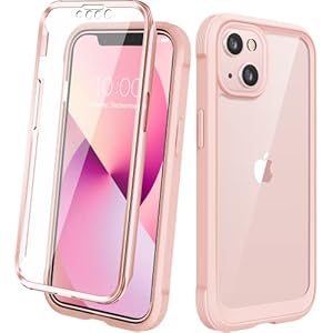 Diaclara Designed for iPhone 13 Case, Full Body Rugged Case with Built-in Touch Sensitive Anti-Scratch Screen Protector, Soft TPU Bumper Case for iPhone 13 6.1″ (Crystal Pink)