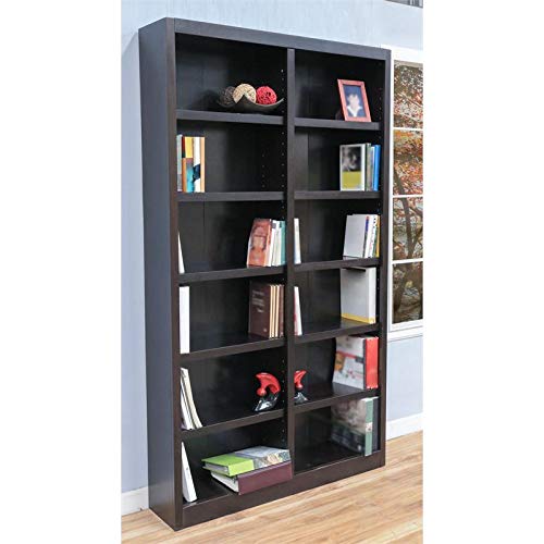 Bowery Hill Traditional 84" Tall 12-Shelf Double Wide Wood Bookcase In Espresso #TOP5