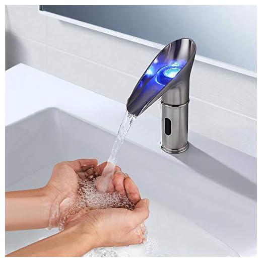 BULUXE LED Touchless Bathroom Sink Faucet with Automatic Electronic Sensor, Brushed Nickel