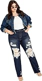 City Chic Women's Plus Size Jean-Hannah Rip, Dark Denim, 12