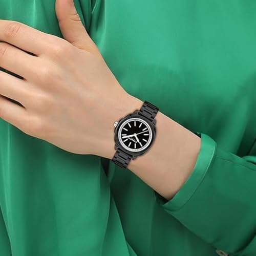 Image of Coach Kitt Qtz Basic Black Tonneau Dial Women's Watch|Black Ceramic Material|Black Color Band - 14504406
