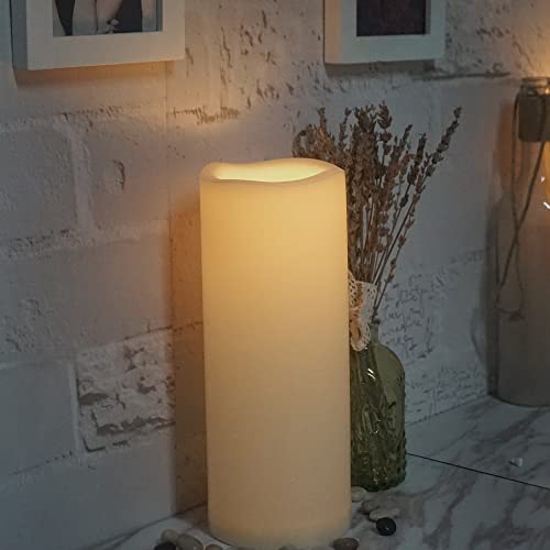 Image of CANDLE CHOICE Waterproof Outdoor Battery Operated Flameless Candle Remote Timer Large Tall White Plastic Realistic Flickering Electric LED Pillar Lantern Garden Wedding Christmas Decorations 4 inchDx10 inchH