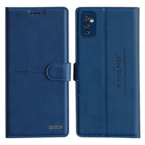 Image of KIVANO PROFESSIONAL SERIES Wallet Case for Samsung Galaxy M52 5G | LUXURIOUS DESIGN | HANDCRAFTED UNIQUE | PREMIUM | PU Leather Flip Cover | Card Slots | Kickstand | Protective Case | Magnetic Closure - Dark Blue